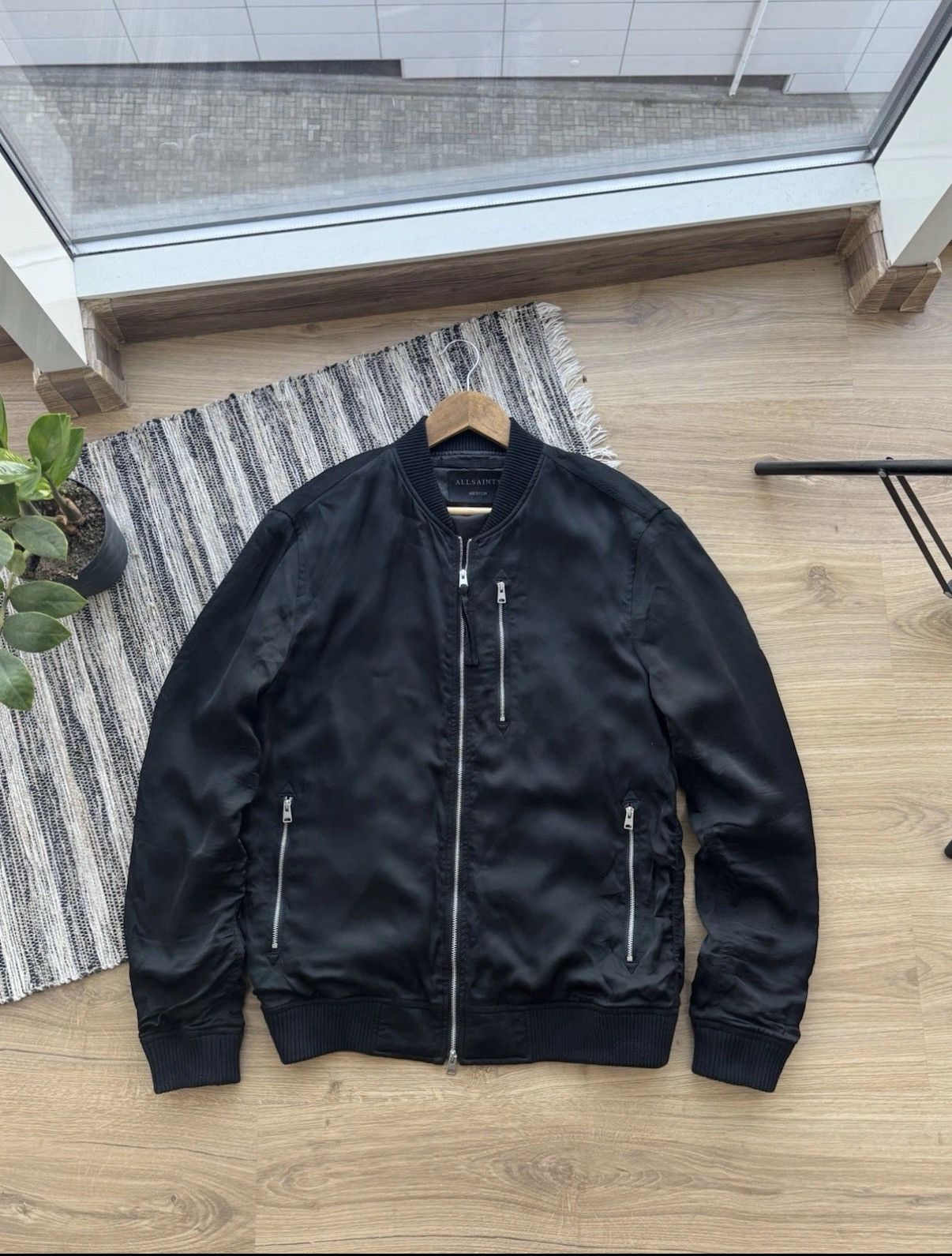 All saints Polyester Nova Bomber Black Men’s Jacket Size M