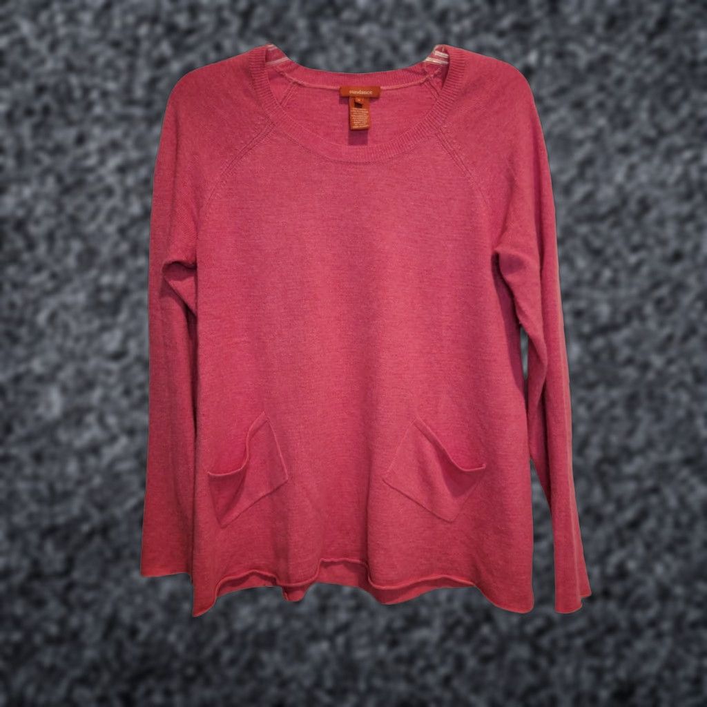 VINTAGE Sundance Women\'s Tunic Sweater Sz S Pink Lambswool Cashmere Angora Rabbit Hair Knit All Seasons Women