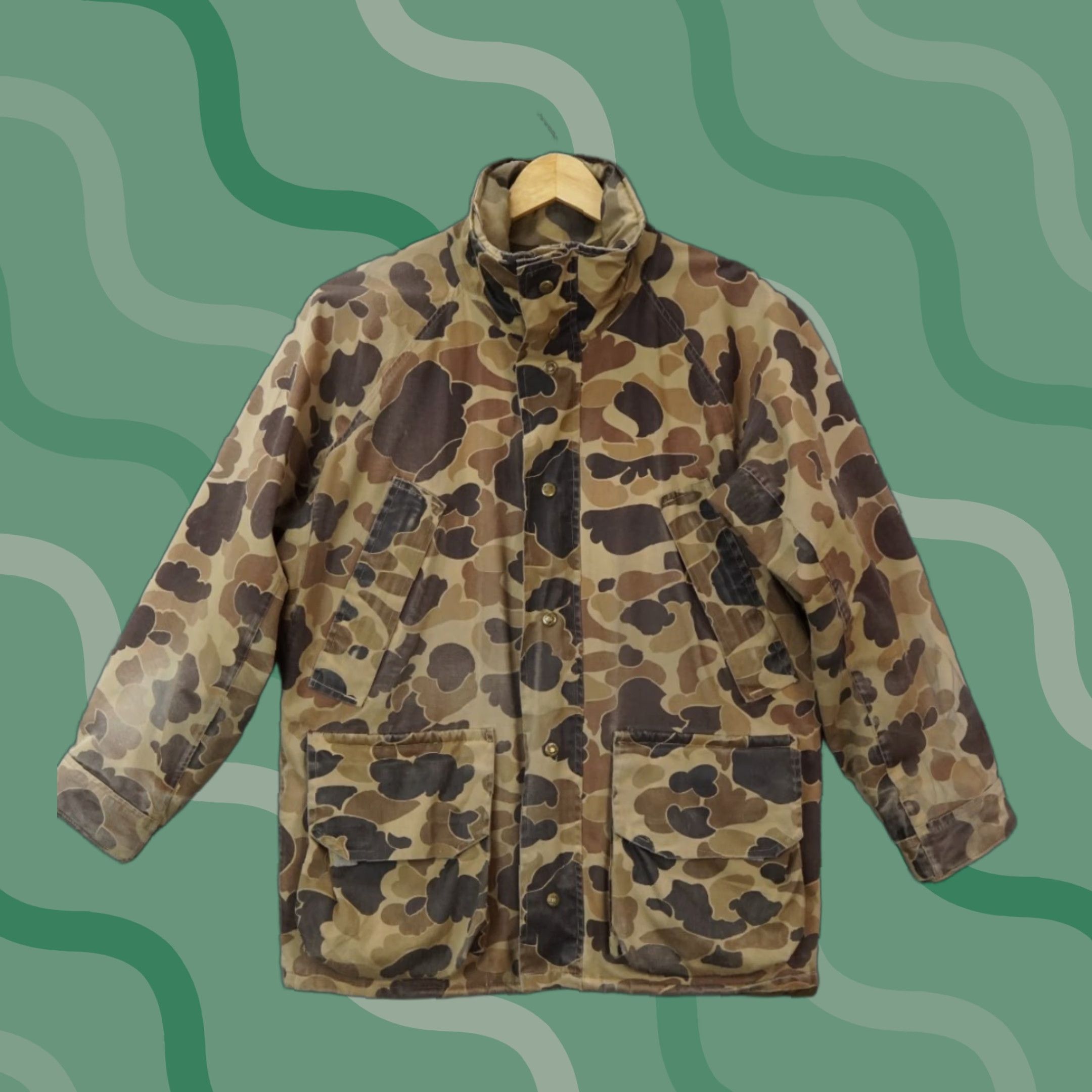 VINTAGE Columbia Gore-Tex Duck Hunting Camo Bomber Parka Coat Jacket Size Medium