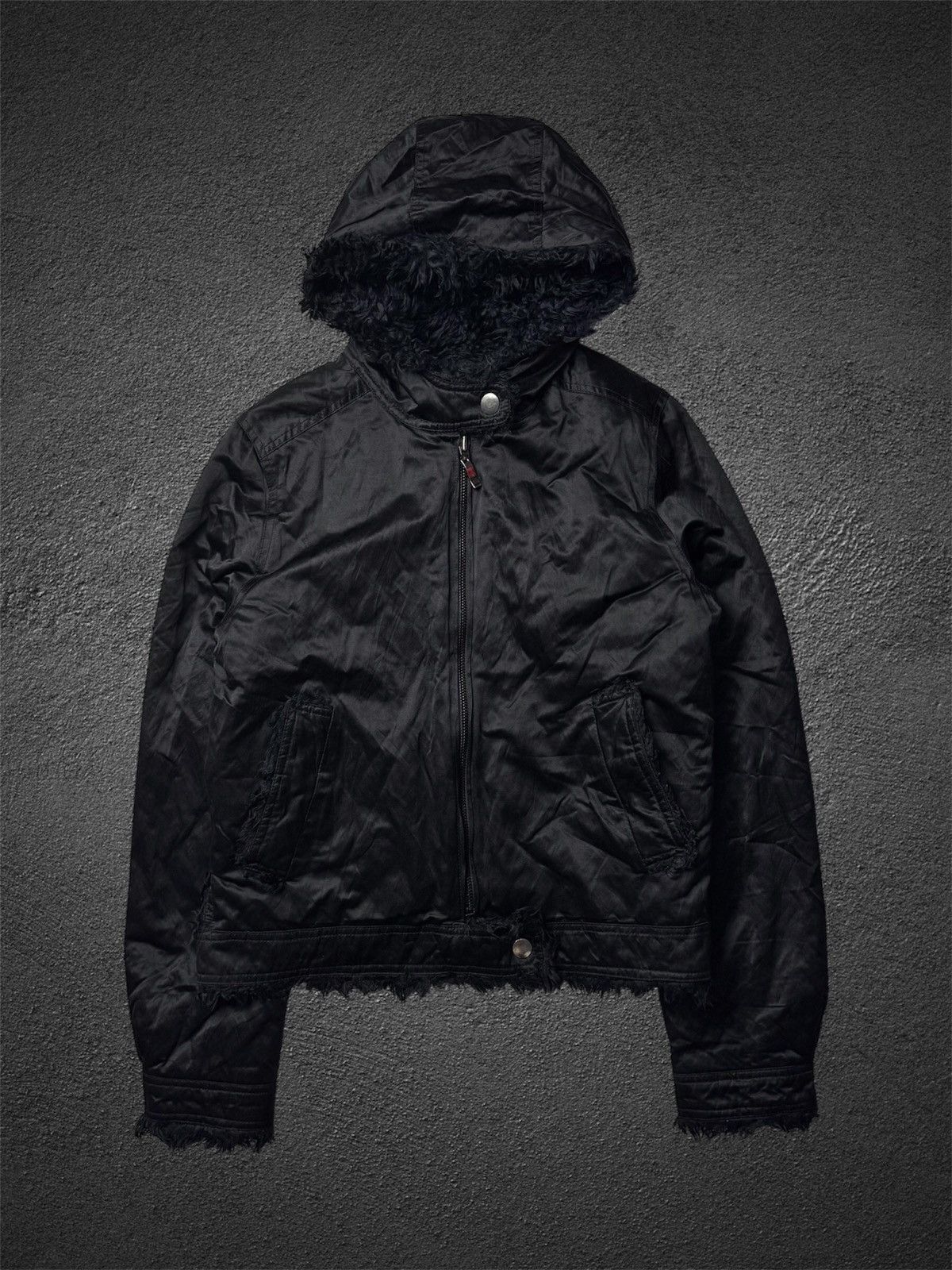 Japanese Faux Fur Black Hoodie Jacket