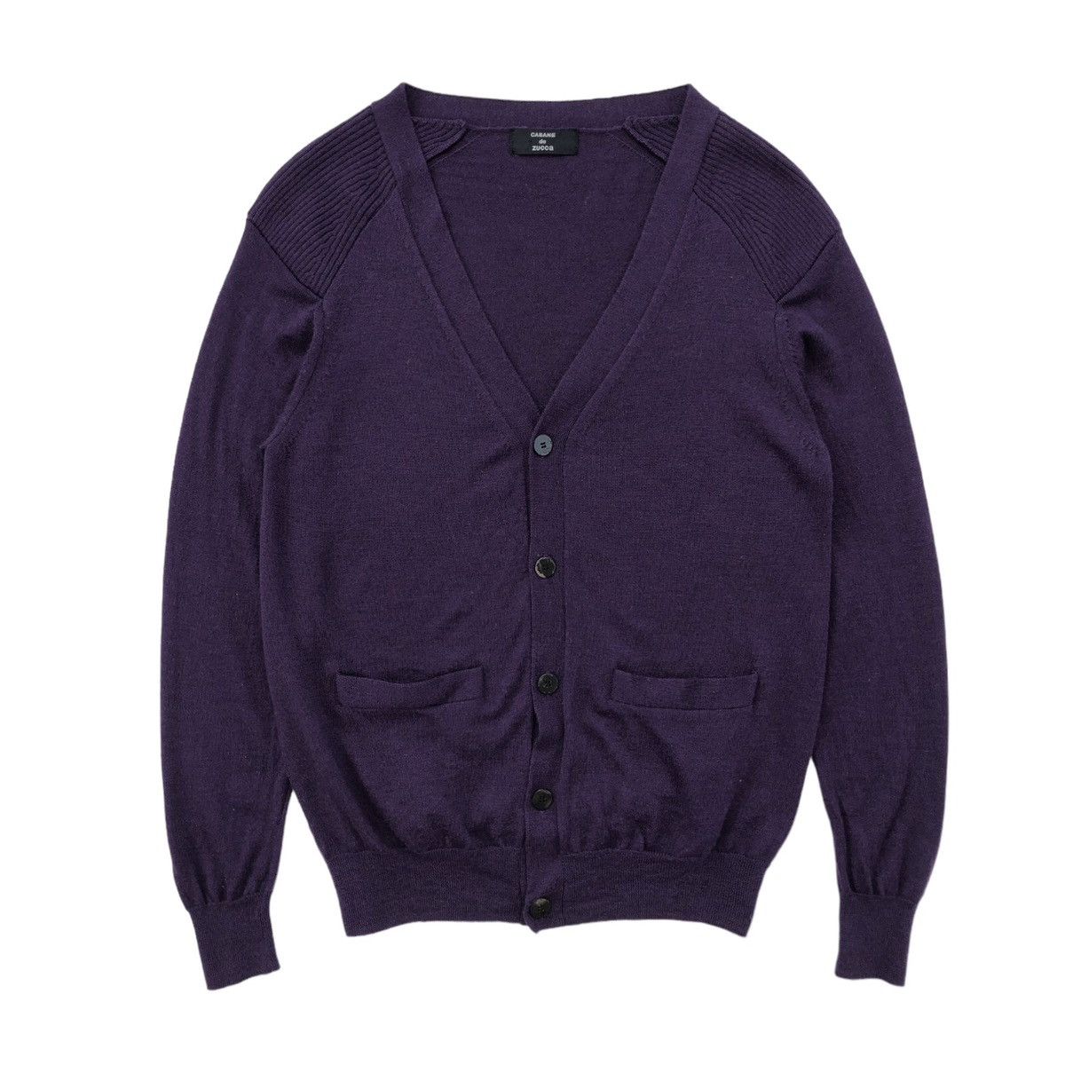 CABANE de ZUCCA Dark Purple 100% Wool Cardigan Sweater