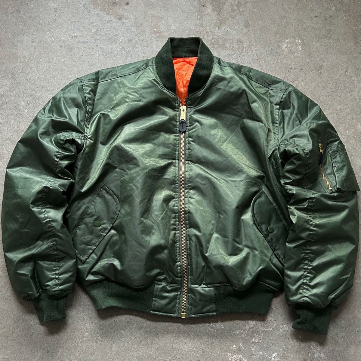 Vintage MA-1 Flight Oversized Boxy Bomber Jacket Olive Army